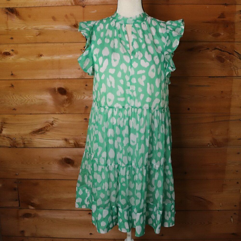 Milly | Mona Jungle Leopard Crinkle Chiffon Dress Small - Picture 2 of 7